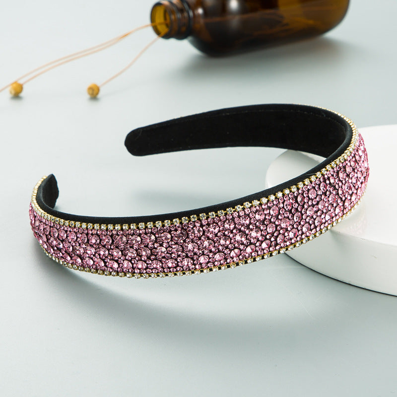 Wholesale Trendy Colorful Full Diamond Anti Slip Simple Headband